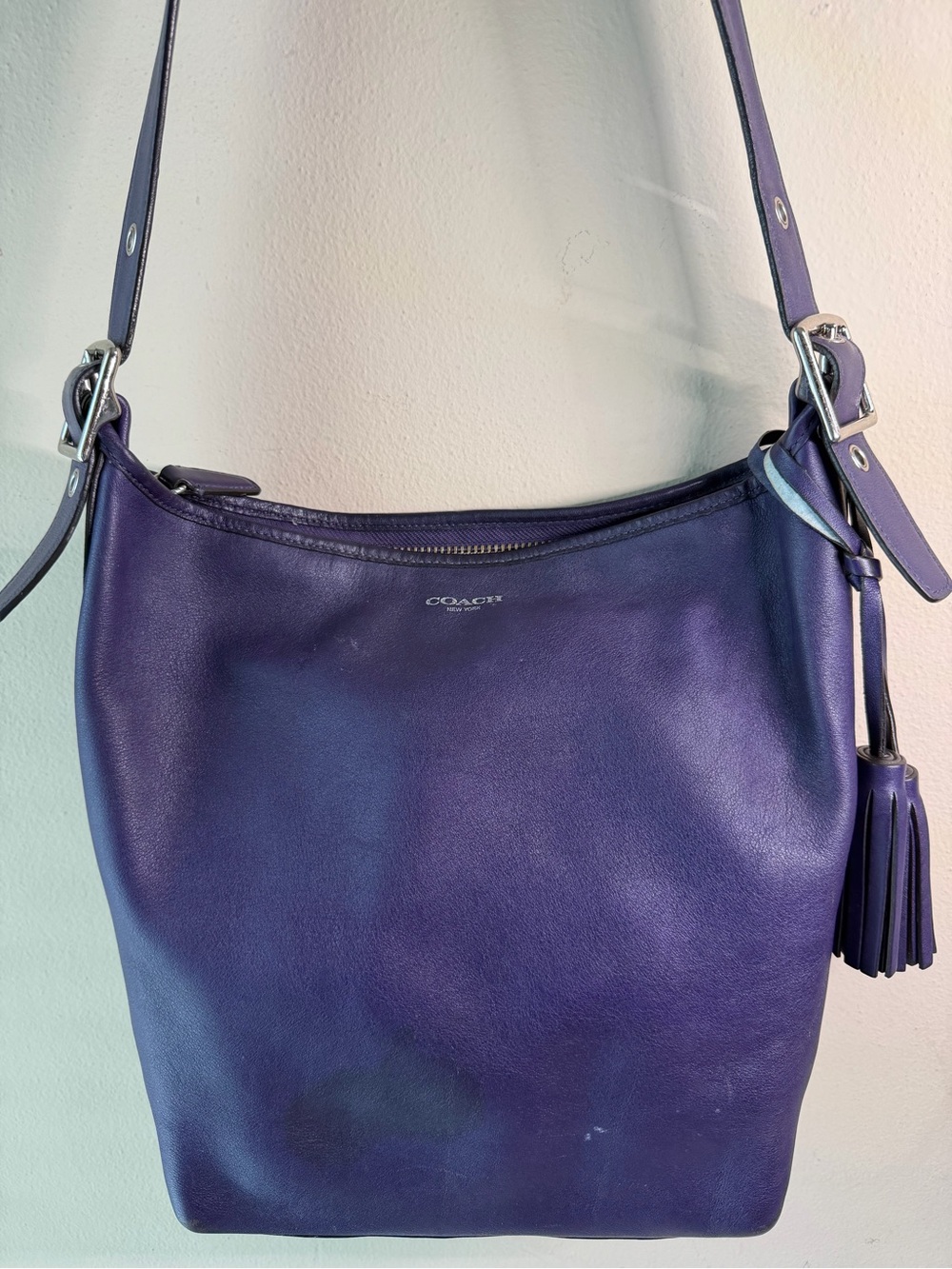RARE Coach Legacy Duffle Bag 19889 Ultraviolet Purple Glove Tanned Leather Hobo